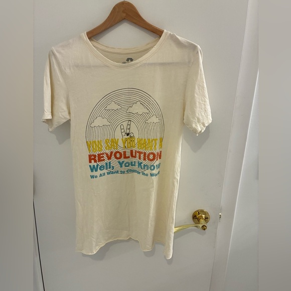 Cream Graphic T-Shirt with XS Beatles NWOT Lennon &  McCartney Recycled Karma - Picture 1 of 5